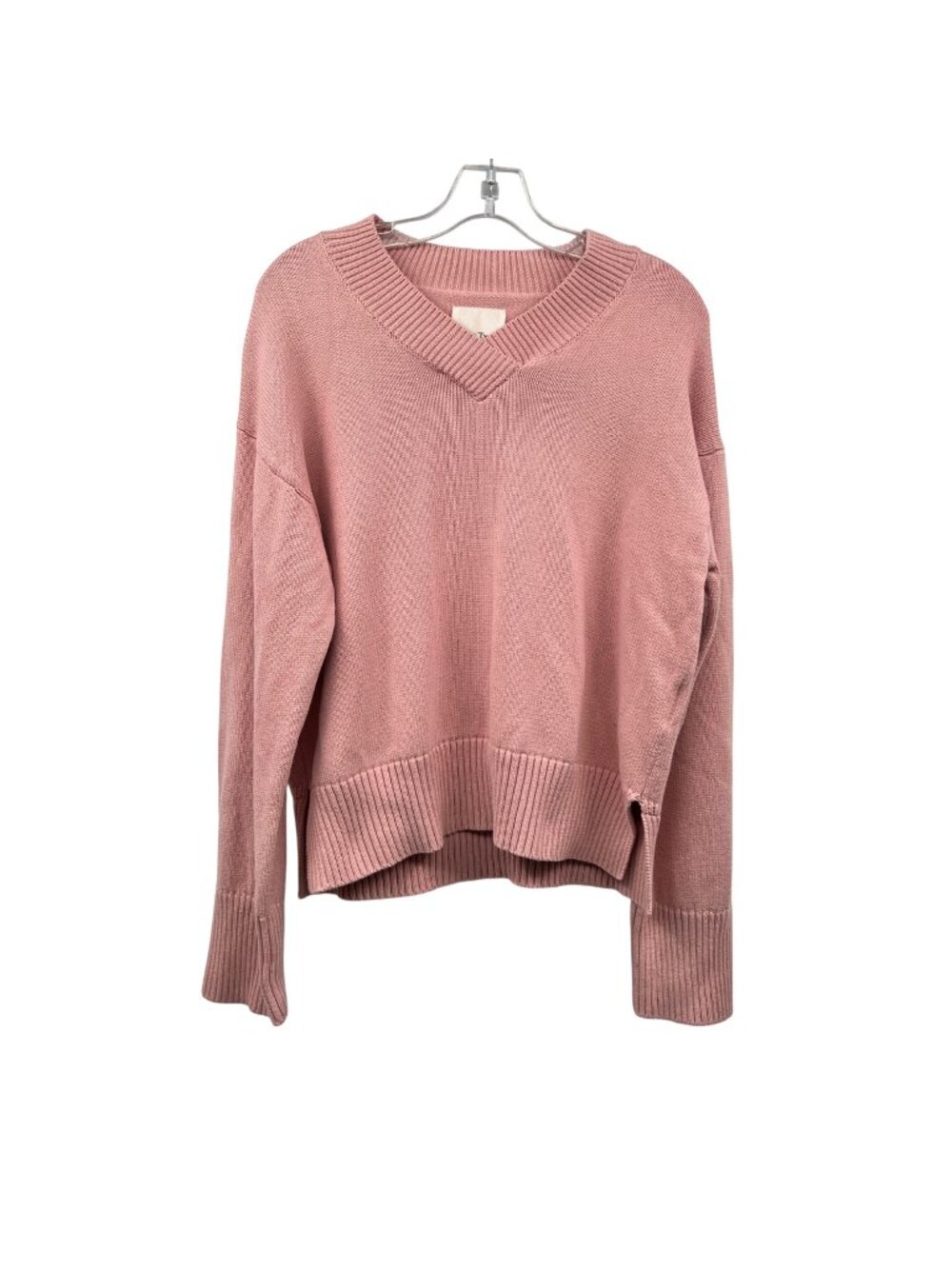 Part Two Copenhagen Womens Tight Knit Sweater V-Neck Pink Size Large